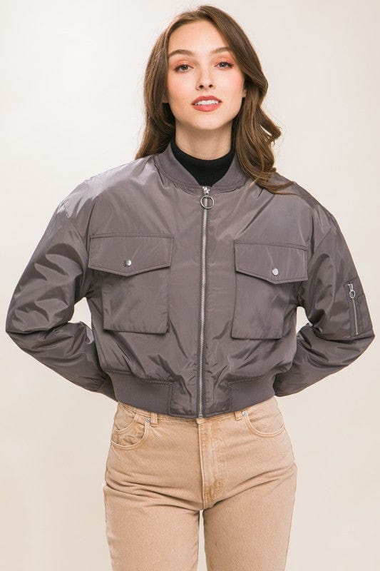 LOVE TREE Apparel & Accessories Cropped Bomber Jacket