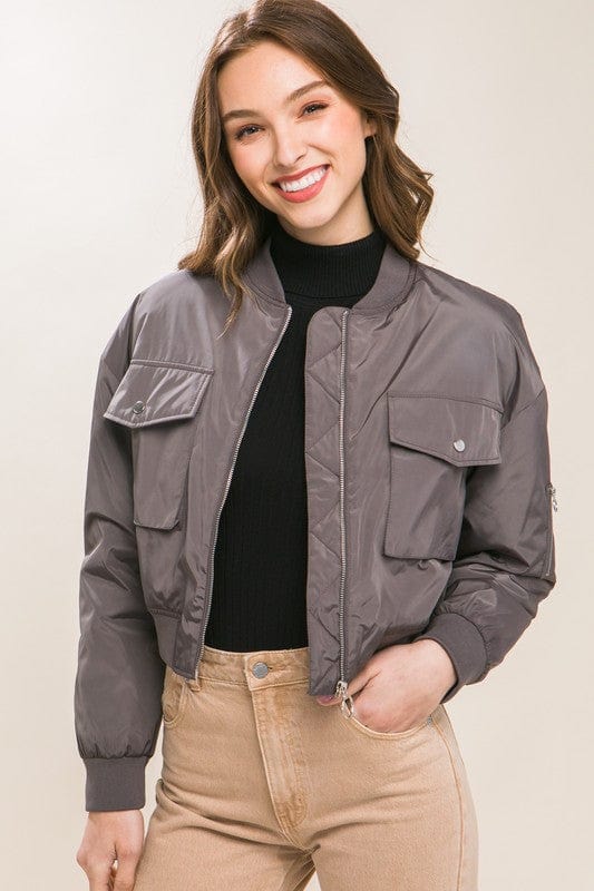 LOVE TREE Apparel & Accessories Cropped Bomber Jacket