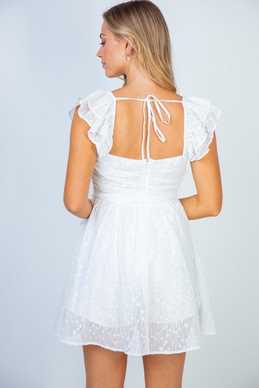 White Birch Dresses Ruffle Shoulder Mini Dress