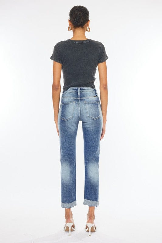 Kan Can USA HIGH RISE CUFFED SLIM STRAIGHT JEANS - KC9250M