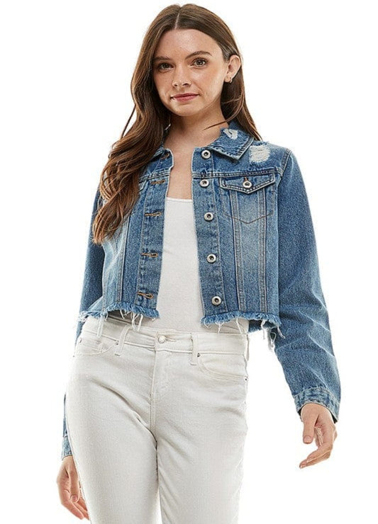 Sweet Girl Fashion Jean Jacket Distressed Denim Jacket