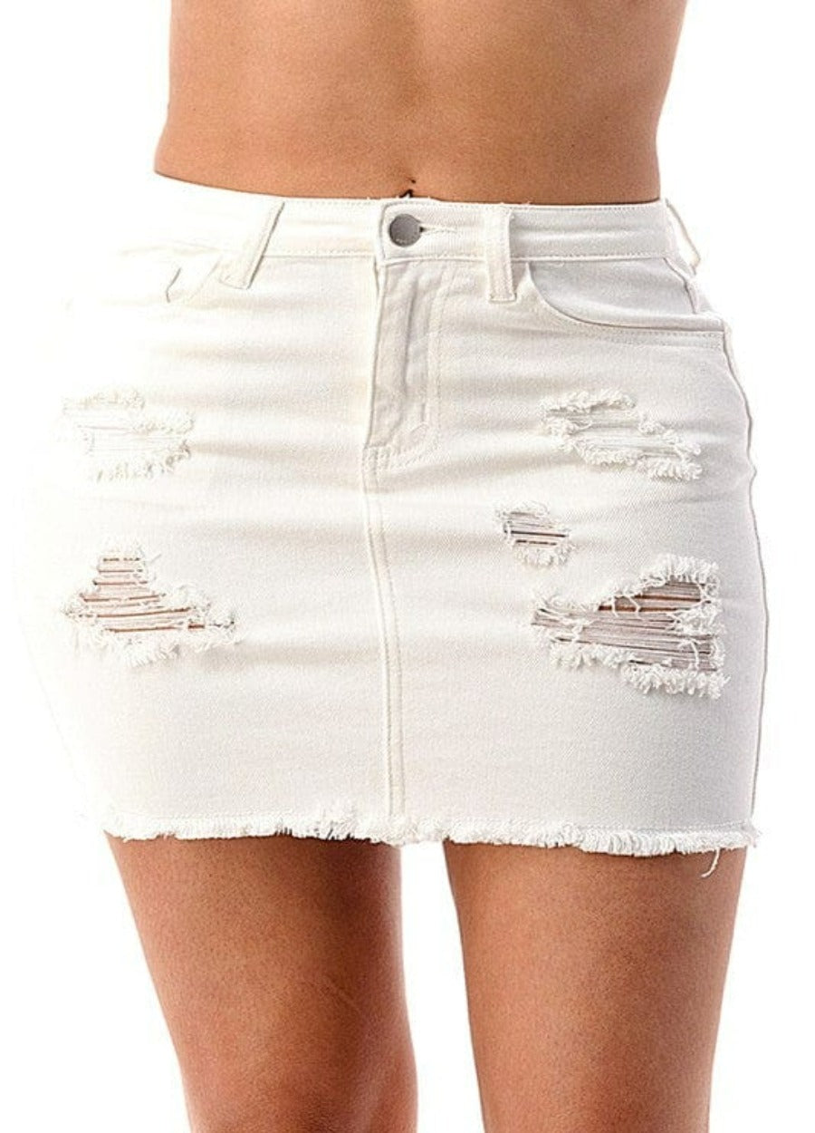 Nina Rossi Skirts Distressed Denim Skirt